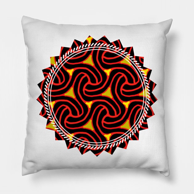 Red and Black Knot Pattern Pillow by BHDigitalArt