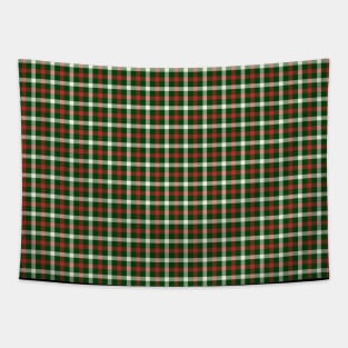 Christmas Holly Green and Red Tartan Check with Wide White Lines Tapestry