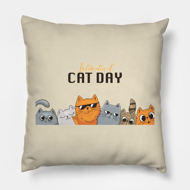 Cat International Day Pillow by noppo