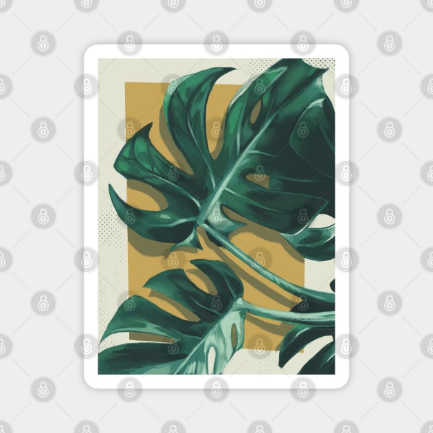 monstera on a sunday Magnet by abakkus