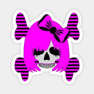 Skull with a Pink Bow Magnet