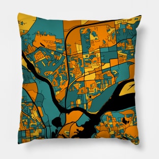 Gatineau Map Pattern in Orange & Teal Pillow