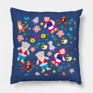 pattern of fairy tale characters in the style of a Russian fairy tale Pillow