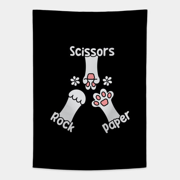 Rock Paper Scissors Cat Game Tapestry by VecTikSam