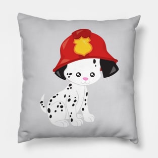 Fireman Dog, Cute Dog, Puppy, Doggo, Dalmatian Pillow