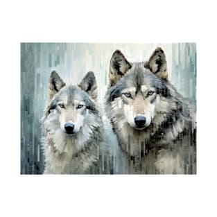 Wolf Animal Art Decor Paint Mosaic T-Shirt