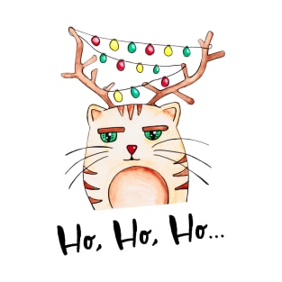 Watercolor - Mildly impressed Ho Ho Ho cat T-Shirt