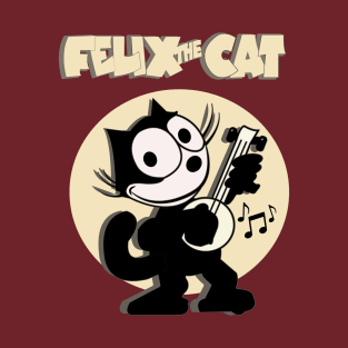 Banjo Playing Musical Felix Old School Retro Cat Cartoon Art T-Shirt