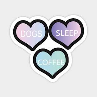 Dogs Sleep Coffee Stickers- Set of 3 Hearts Magnet