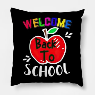 Welcome Back To School Red Apple Happy First Day Of School Pillow