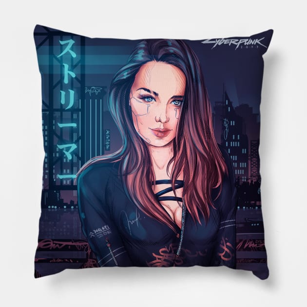 Cute Girl |  Cyberpunk 2077 Pillow by DenielHast