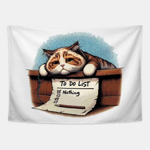 Lazy Cat Day Tapestry by aswIDN