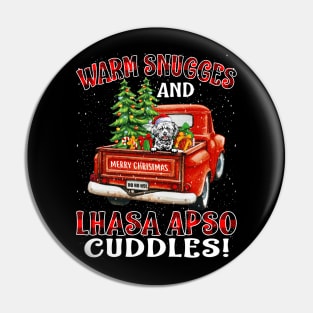 Warm Snuggles And Lhasa Apso Cuddles Truck Tree Christmas Gift Pin