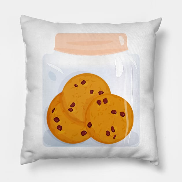 Chocolate chip cookie homemade biscuit in glass jar Pillow by EkaterinaP