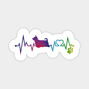 Silky Terrier  Colorful Heartbeat, Heart & Dog Paw Magnet