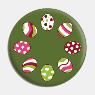 Eggs | Pink Green | Stripes | Dots | Clouds | Dark Green Pin