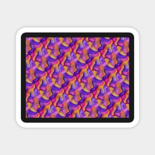 Hand Painted Purple, Pink and Orange Abstract Curves Pattern Magnet