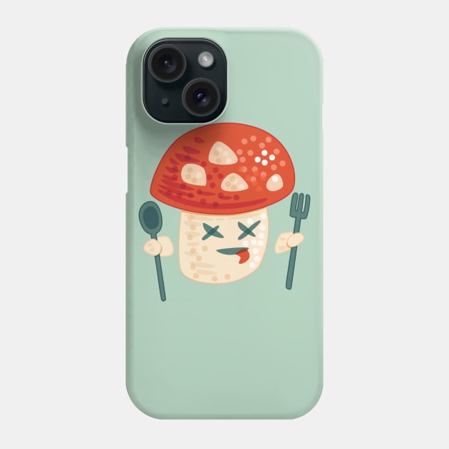 Funny Poisoned Cartoon Mushroom Character Phone Case by Boriana Giormova