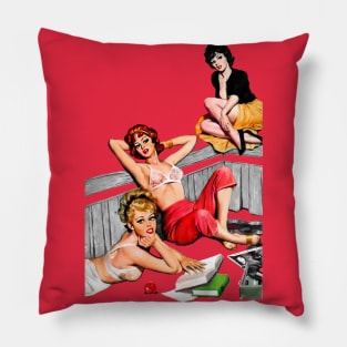 The Sorority Girls Retro Pulp Fiction Comic Books Pin Up Vintage Old Pillow