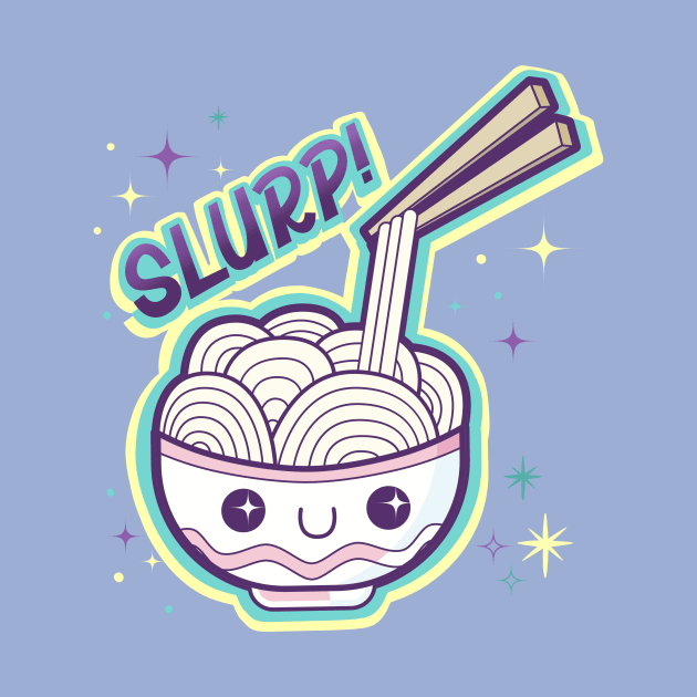 Cute Kawaii Ramen Noodle Bowl SLURP! by LittleBunnySunshine