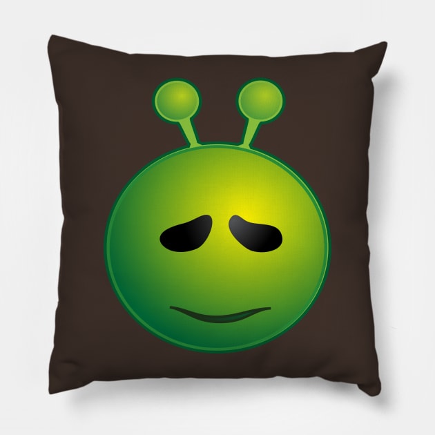 Funny Alien Monster ET Extraterrestrial Martian Green Man Emoji for Women, Men and Kids 16 Pillow by PatrioTEEism