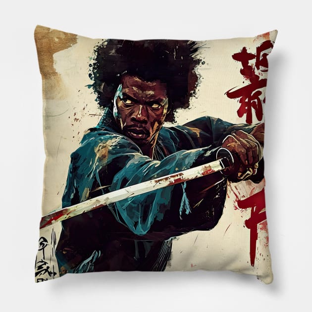 Black samurai Pillow by obstinator