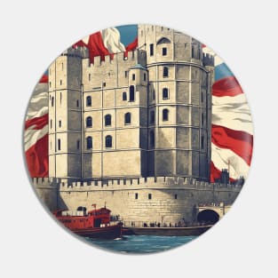 Tower of London United Kingdom Vintage Travel Tourism Poster Pin