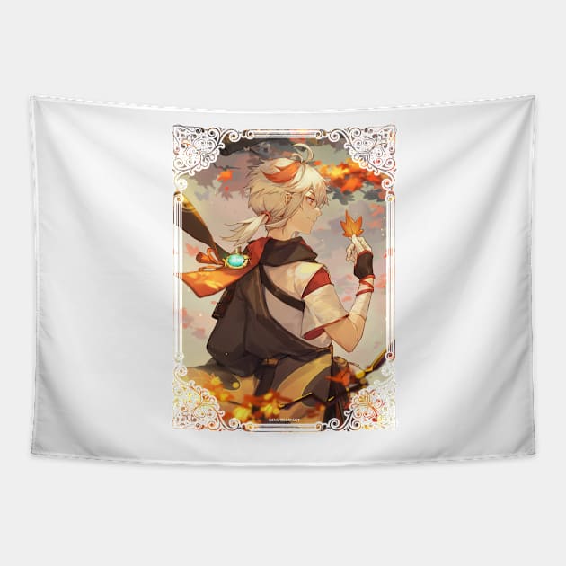 Kazuha Surrounded by Maple Leaves Tapestry by SaucyBandit