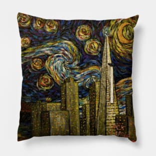 Dedication to Van Gogh (San Francisco Starry Night) Pillow