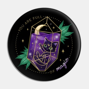 (back print) You Are Full Of Magic Quote Crystal Cat Pin