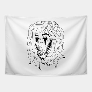 Medusa line art | sketch | tattoo Tapestry