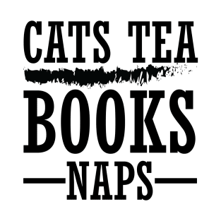 Cats tea books naps T-Shirt