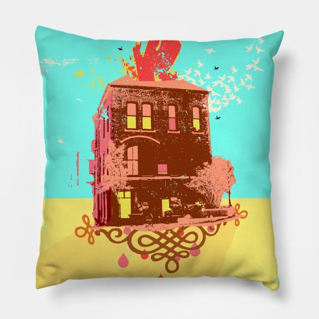 FIRE HOUSE Pillow by Showdeer