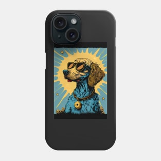 Groovy psychedelic dog with sunglasses Phone Case