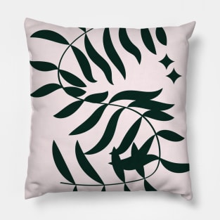 Botanical, Plant, Palm Leaf, Earth Tones, Boho, Beige Pillow