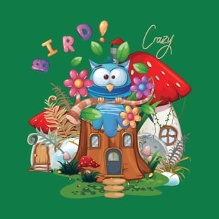 In Stock Crazy bird for kids Best mushroom house for Youth Short Sleeve T-Shirt