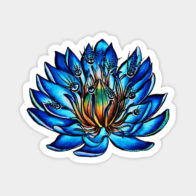 Blue Water Lily Flower Monster Magnet by Boriana Giormova