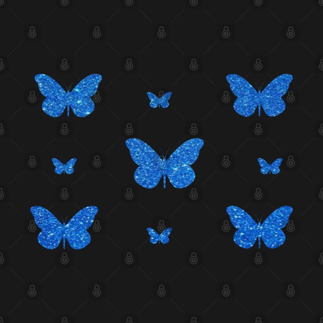 Blue Faux Glitter Butterflies by Felicity-K