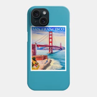 Restored vintage travel poster to San Francisco, CA Phone Case