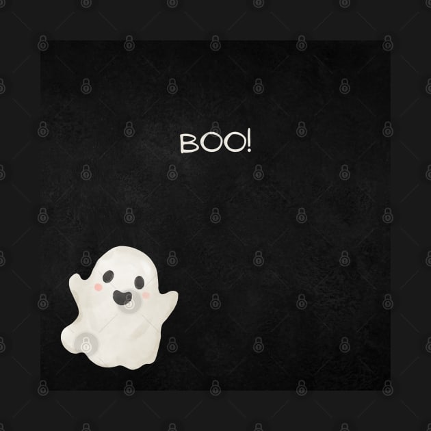 Black Minimalist Halloween Ghost Halloween by EdSan Designs