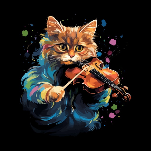 Somali Cat Playing Violin by JH Mart