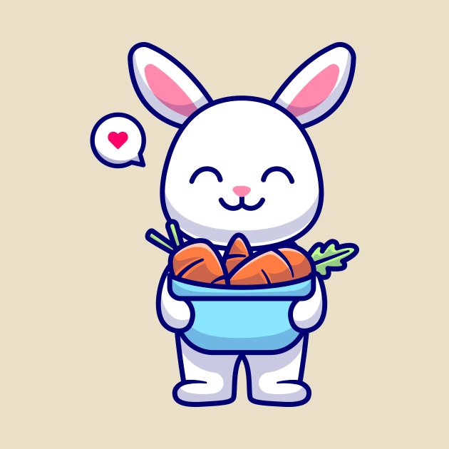 Cute Rabbit Bring Carrots In Bucket Cartoon by Catalyst Labs