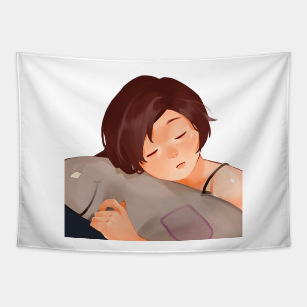 Short Hair Anime Girl Sleep Tapestry by utu