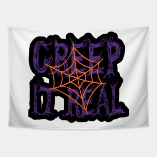 Creep it Real, Halloween inspired colorful typography design Tapestry