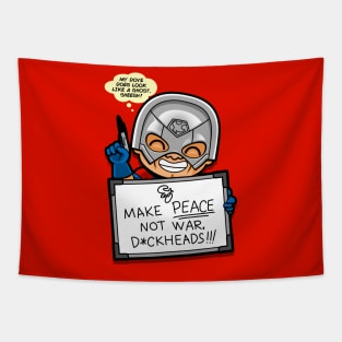 Funny Peace Anti-War Superhero Slogan Tapestry