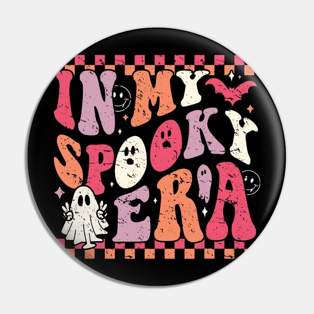 In My Spooky Era Groovy Hippie Halloween Ghost Vintage Pin by SantinoTaylor