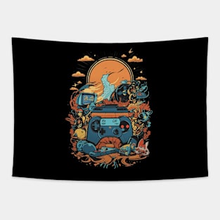 Modren retro gaming theme art Tapestry