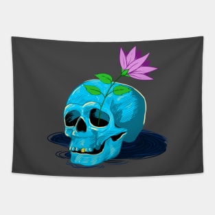 skull and rose Tapestry