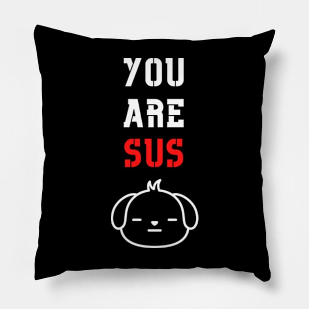 You Are Sus - Suspicious Dog Puppy Sketch Pillow by Double E Design