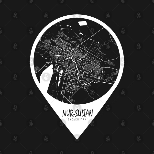 Nur-Sultan, Kazakhstan City Map - Travel Pin by deMAP Studio